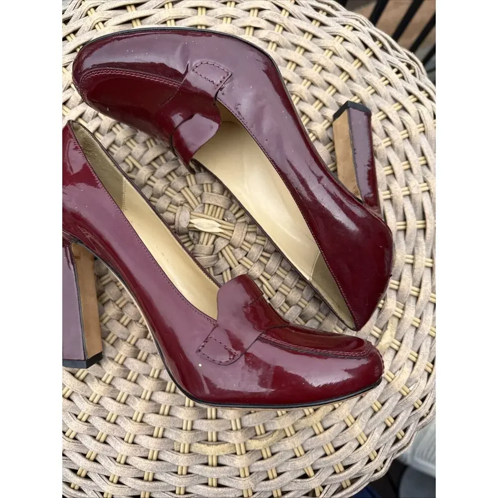 Kate Spade Burgundy Leather Heels Made In Italy 9 US Platform Pump Retro 40s